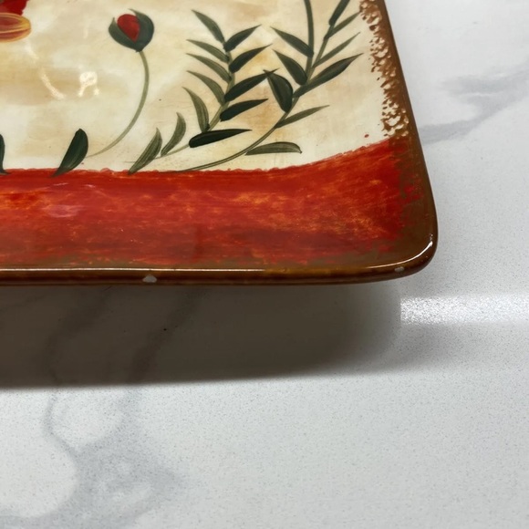 Pier 1 Imports Poppies Earthenware Square Dinner Plate 10.5" Two Plates - Picture 7 of 8